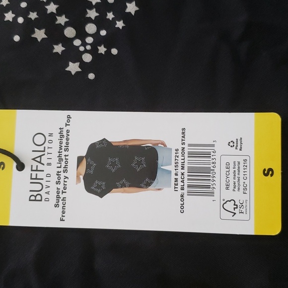 Buffalo Short Sleeve Black Blouse with Stars - Picture 13 of 16